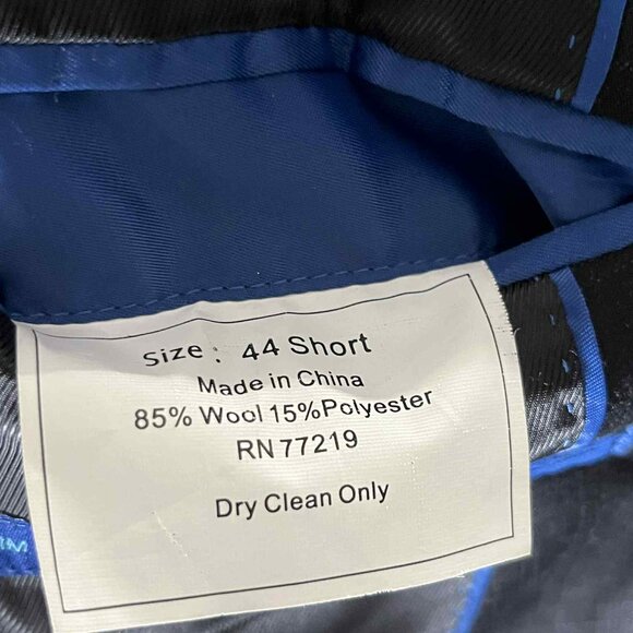 Egara Black Two Button Blazer Suit Jacket Coat Men's sz 44 Short Slim Fit - Picture 5 of 8